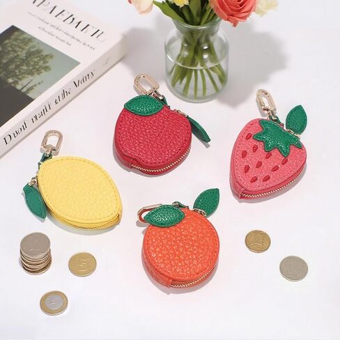 الفراولة الليمون فاكهة سحر التفاح البرتقالي على شكل جلود كيس عملة عملة كيس مفتاح لطيف حقيبة صغيرة للبنات النساء in Kuwait