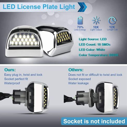 LED لوحة رخصة مصباح مصباح مصباح مصباح الكروم متوافق مع 1999-2013 Chevy Silverado GMC Sierra Suburban Avalanche Tahoe Yukon 6000K White ، حزمة 2 in Kuwait