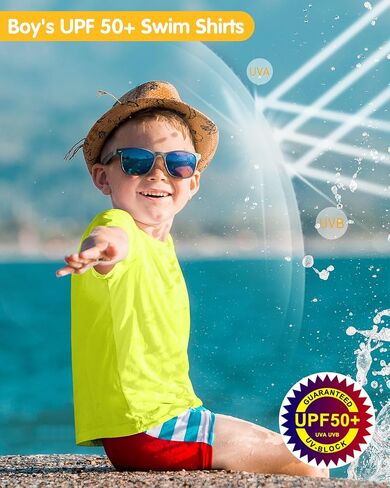 أحذية لاوود للأولاد ، غلاف قصير ، UPF 50+ UV Sun Protect Swim قميص ، أطفال شبان مائيون لركوب الأمواج صيد الأسماك الشاطئ in Kuwait