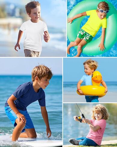 أحذية لاوود للأولاد ، غلاف قصير ، UPF 50+ UV Sun Protect Swim قميص ، أطفال شبان مائيون لركوب الأمواج صيد الأسماك الشاطئ in Kuwait