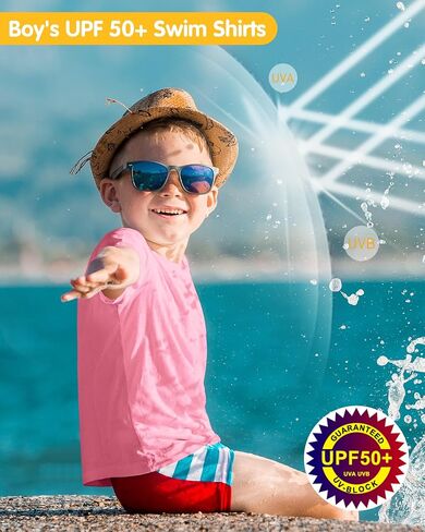 أحذية لاوود للأولاد ، غلاف قصير ، UPF 50+ UV Sun Protect Swim قميص ، أطفال شبان مائيون لركوب الأمواج صيد الأسماك الشاطئ in Kuwait