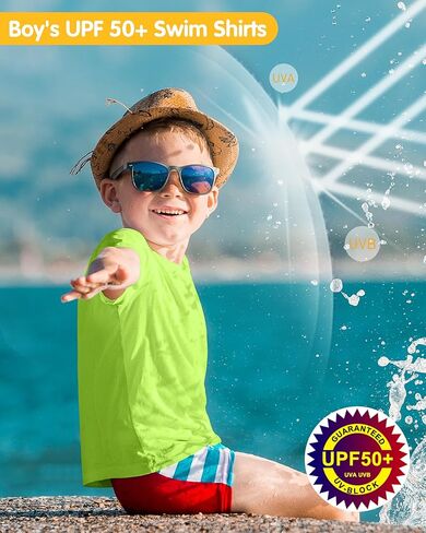 أحذية لاوود للأولاد ، غلاف قصير ، UPF 50+ UV Sun Protect Swim قميص ، أطفال شبان مائيون لركوب الأمواج صيد الأسماك الشاطئ in Kuwait