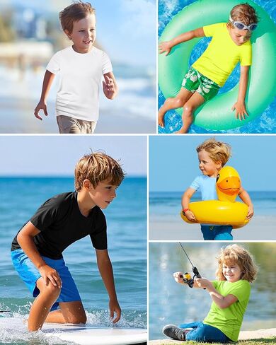 أحذية لاوود للأولاد ، غلاف قصير ، UPF 50+ UV Sun Protect Swim قميص ، أطفال شبان مائيون لركوب الأمواج صيد الأسماك الشاطئ in Kuwait