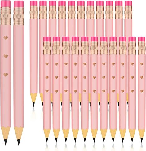 Ireer 36 Pieces Bridal Shower Pencils Golf Pencils with Erasers Half Pencils Pre Sharpened 4 Inch Wedding Pencils 2 HB Mini Hexagon Pencils for Kids Baby Shower Favors Office School Classroom, White in Saudi Arabia