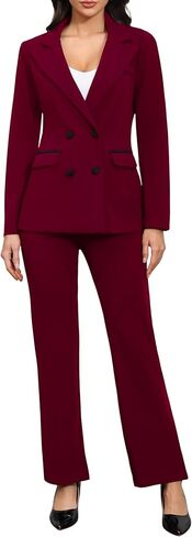 البانتات التجارية للسيدات دعاوى 2 قطعة من السترة مجموعة مزدوجة الصدر ملابس عمل غير رسمية in Kuwait