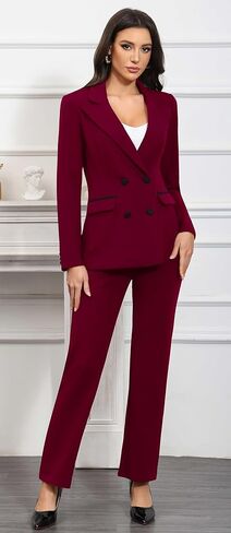 البانتات التجارية للسيدات دعاوى 2 قطعة من السترة مجموعة مزدوجة الصدر ملابس عمل غير رسمية in Kuwait