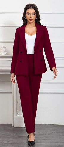 البانتات التجارية للسيدات دعاوى 2 قطعة من السترة مجموعة مزدوجة الصدر ملابس عمل غير رسمية in Kuwait