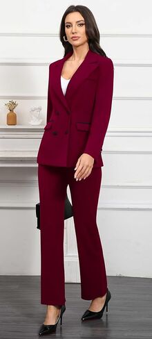 البانتات التجارية للسيدات دعاوى 2 قطعة من السترة مجموعة مزدوجة الصدر ملابس عمل غير رسمية in Kuwait