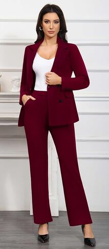 البانتات التجارية للسيدات دعاوى 2 قطعة من السترة مجموعة مزدوجة الصدر ملابس عمل غير رسمية in Kuwait