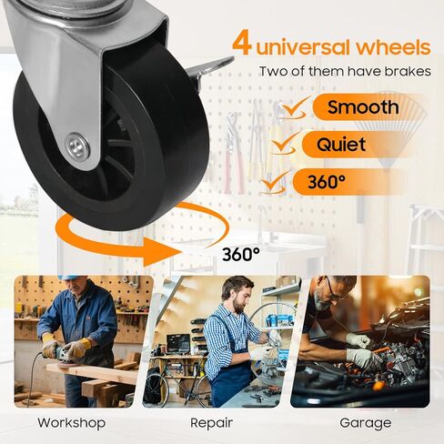 Rolling Shop Stool ارتفاع قابل للتعديل مع العجلات وتخزين درج الأدوات للمرآب ، ورشة عمل ، 280 رطلاً سعة in Saudi Arabia