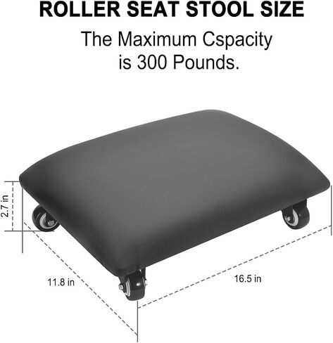 Low Rolling Stool Chair Low Roller Seat Low Stool with Wheel Low Chair Movable Mini Stools for Home Office Garage Pedicure Mechanic Cleaning Floor (Black) in Kuwait