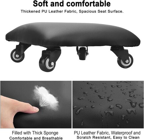 Low Rolling Stool Chair Low Roller Seat Low Stool with Wheel Low Chair Movable Mini Stools for Home Office Garage Pedicure Mechanic Cleaning Floor (Black) in Kuwait