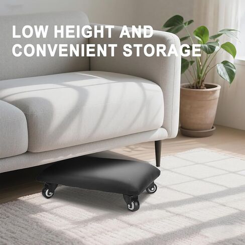Low Rolling Stool Chair Low Roller Seat Low Stool with Wheel Low Chair Movable Mini Stools for Home Office Garage Pedicure Mechanic Cleaning Floor (Black) in Kuwait