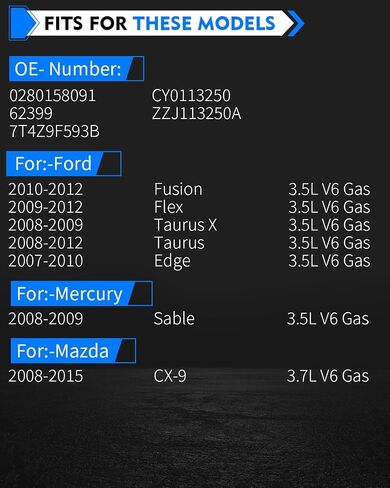 0280158091 Upgraded Fuel Injectors For:-Ford Edge Fusion Flex Taurus X Taurus For:-Lincoln MKX MKZ MKT MKS For:-Mazda CX-9 For:-Mercury Sable 3.5L 3.7L 07-15 (6PCS) in Saudi Arabia