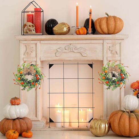 Hotop 6 Pcs Fall Candle Rings Artificial Candle Rings Wreaths Decorative Fall Candle Wreaths Autumn Rattan Garland for Candlestick for Thanksgiving Halloween Wedding Parties Decor (Pumpkin Lavender) in Saudi Arabia