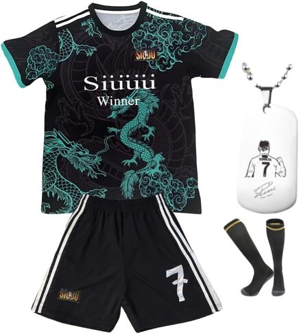 مجموعة زيت كرة القدم للشباب رقم 7 مجموعة كاملة مع Futbol Jersey Shorts Necklace for Kids Boys Girls Team Team Gear in Saudi Arabia
