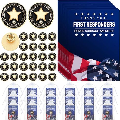 48 Sets National First Responders Day Brooches First Responders Appreciation Week Party Favors Brooch Pins Gift for National Emergency Responder Day Party in Saudi Arabia
