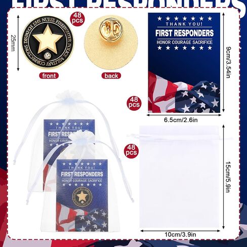 48 Sets National First Responders Day Brooches First Responders Appreciation Week Party Favors Brooch Pins Gift for National Emergency Responder Day Party in Saudi Arabia