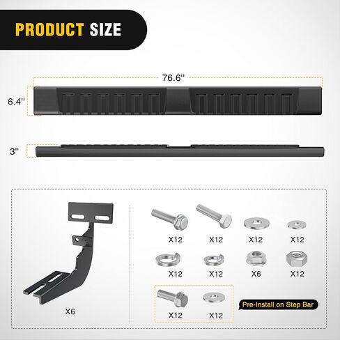 Nilight Running Boards for 2007-2018 Chevy Silverado/GMC Sierra 1500 Double Extended Cab 2007-2019 Chevy Silverado/GMC Sierra 2500HD 3500HD 6 Inch Aluminum Side Step Nerf Bars, 2 Years Warranty in Saudi Arabia