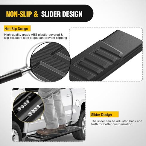 Nilight Running Boards for 2007-2018 Chevy Silverado/GMC Sierra 1500 Double Extended Cab 2007-2019 Chevy Silverado/GMC Sierra 2500HD 3500HD 6 Inch Aluminum Side Step Nerf Bars, 2 Years Warranty in Saudi Arabia