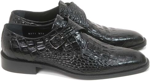 Golden Pass Men’s Black Monk Strap Dress Shoes – Crocodile Print Leather with Buckle Closure and Leather Sole in Saudi Arabia