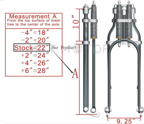HTTMT SF001-II- Compatible with 22" Stock Chrome Narrow Glide Springer Front End w/Axle Kit H-D Chopper Arched in Saudi Arabia