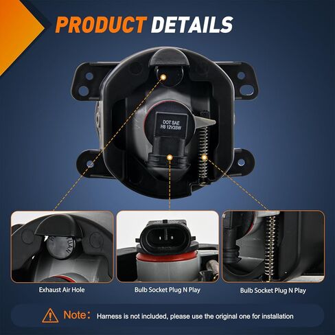 Nilight Bumper Fog Light Compatible with 2005-2010 Dodge Grand Cherokee 2007-2009 Durango 2007-2009 Chrysler 300 SRT8 Aspen 2005-2009 Dodge Dakota 2006-2010 Commander 2006-2008 Raider,2 Years Warranty in Kuwait