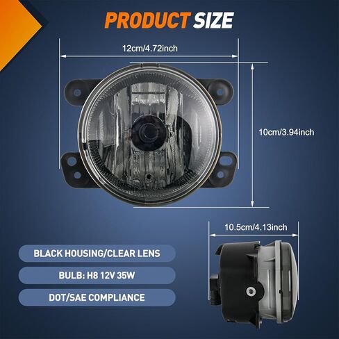 Nilight Bumper Fog Light Compatible with 2005-2010 Dodge Grand Cherokee 2007-2009 Durango 2007-2009 Chrysler 300 SRT8 Aspen 2005-2009 Dodge Dakota 2006-2010 Commander 2006-2008 Raider,2 Years Warranty in Kuwait