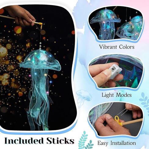 iksya Colorful Jellyfish Lamp - Glitter Iridescent Hanging Jelly Fish Lanterns Under The Sea Mermaid Party Decoration Table Centerpiece Ocean Theme Birthday Wedding Party Supplies (Color : 5PCS) in Saudi Arabia