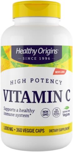 Healthy Origins Vitamin C Powder, Vitamin C supplement for Immune Support, Unflavored, Non-GMO, Vegan, 16 Oz in Saudi Arabia