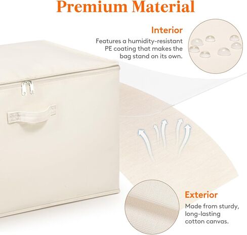 Lifewit Canvas Cotton Comforter Storage Bags with Zipper 4 Pack, 60L Breathable Foldable Clothing Containers, Linen Sweater Organizers Boxes for Clothes, Blankets, Pillows, Duvets, Bedding in Kuwait