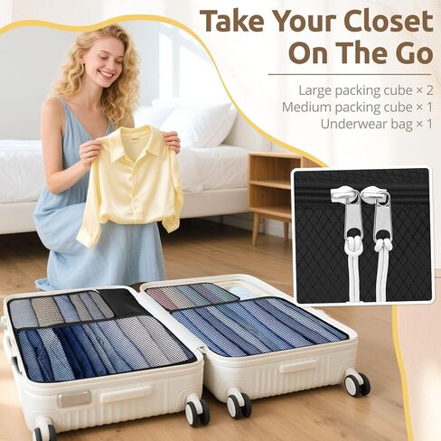 All-in-One 22 Pcs Packing Cubes for Travel Essentials –Includes Cubes,toothbrush covers，Silicone Bottle Cover,zipper bags, Matte Cosmetic Bag, Drawstring bag for Carry-On & Suitcase in Kuwait