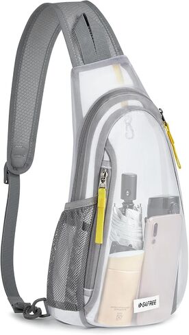 G4Free Clear Fanny Pack ، حقيبة شفافة شبكية حقيبة شفافة مع محفظة حزام قابلة للتعديل لمهرجانات السفر الرياضية الرمادية in Saudi Arabia