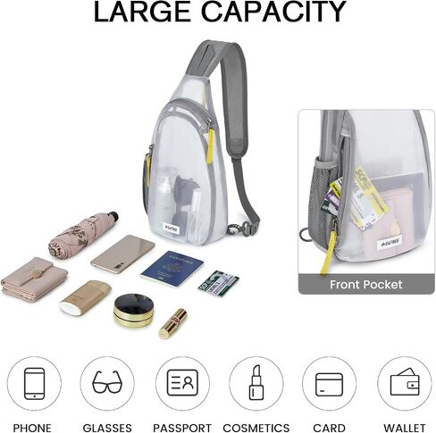 G4Free Clear Fanny Pack ، حقيبة شفافة شبكية حقيبة شفافة مع محفظة حزام قابلة للتعديل لمهرجانات السفر الرياضية الرمادية in Saudi Arabia