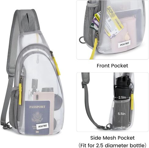 G4Free Clear Fanny Pack ، حقيبة شفافة شبكية حقيبة شفافة مع محفظة حزام قابلة للتعديل لمهرجانات السفر الرياضية الرمادية in Saudi Arabia