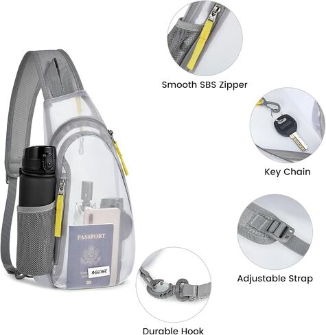 G4Free Clear Fanny Pack ، حقيبة شفافة شبكية حقيبة شفافة مع محفظة حزام قابلة للتعديل لمهرجانات السفر الرياضية الرمادية in Saudi Arabia