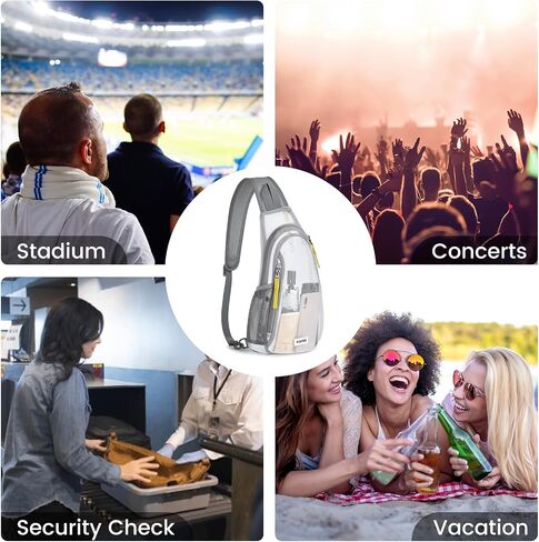 G4Free Clear Fanny Pack ، حقيبة شفافة شبكية حقيبة شفافة مع محفظة حزام قابلة للتعديل لمهرجانات السفر الرياضية الرمادية in Saudi Arabia