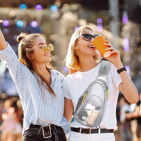 G4Free Clear Fanny Pack ، حقيبة شفافة شبكية حقيبة شفافة مع محفظة حزام قابلة للتعديل لمهرجانات السفر الرياضية الرمادية in Saudi Arabia