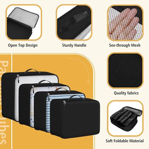 8 Set Packing Cubes for Travel Essentials, Organizers for Suitcase and Luggage in 4 Sizes, Luggage Organizer with Toiletries/Laundry/Shoes/Sock Bags (Grey) in Saudi Arabia