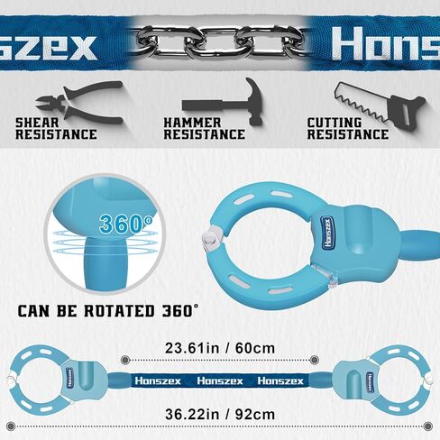 قفل سكوتر Honszex، أقفال الدراجة عالية الأمان مع مفتاح، سلسلة قفل دراجة شديدة التحمل مقاس 36.22 بوصة، ملحقات للدراجات الإلكترونية والدراجات البخارية الإلكترونية، قفل للدراجات، الدراجة الإلكترونية، سكوتر كهربائي in Kuwait