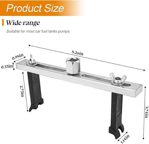 HZEL Car Fuel Pump Removal Tool, Adjustable Vehicle Fuel Pump Lock Ring Repair Tool with 3/8" to 1/2" Drive, Automotive Fuel Tank Lid Cover Wrench Remove Spanner Accessories, Universal Fit in Kuwait