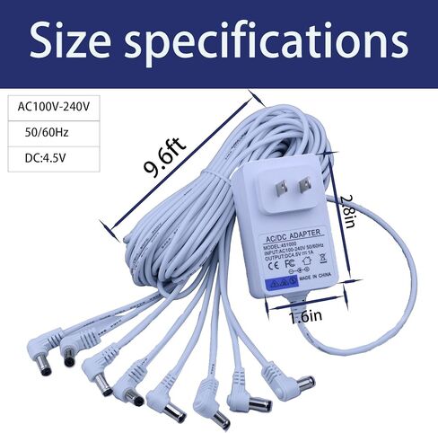 محول الطاقة AC/DC 4.5V متوافق مع ملحق Lemax المضاءة 74707 74295 84428 94565 Lemax Halloween Christmas Christmas Decordations Micro Lighting Decore (8 مخرجات) in Kuwait