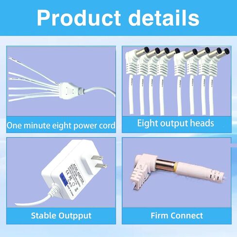 محول الطاقة AC/DC 4.5V متوافق مع ملحق Lemax المضاءة 74707 74295 84428 94565 Lemax Halloween Christmas Christmas Decordations Micro Lighting Decore (8 مخرجات) in Kuwait