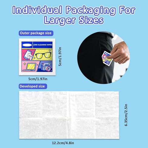 Eye Glasses Cleaner Wipes,Lens Wipes for Glasses/Sunglasses/Eyeglasses,Cleaning Wipes,Lens Wipes Individually Wrapped,Safe for All Lens Surfaces(500PCS) in Saudi Arabia
