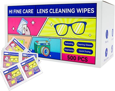 Eye Glasses Cleaner Wipes,Lens Wipes for Glasses/Sunglasses/Eyeglasses,Cleaning Wipes,Lens Wipes Individually Wrapped,Safe for All Lens Surfaces(500PCS) in Saudi Arabia