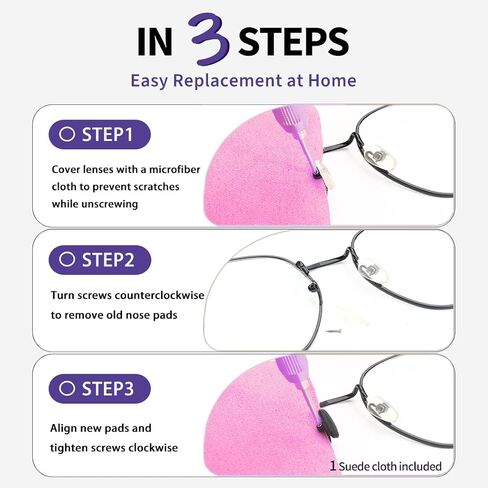30 PCS Anti-Slip Silicone Nose Pads for Glasses - Hexagon Grip, Includes Screwdriver & Cloth - Anti-Slide Comfort Nose Pads Repair Kit for Screw-in Frames (White) in Kuwait