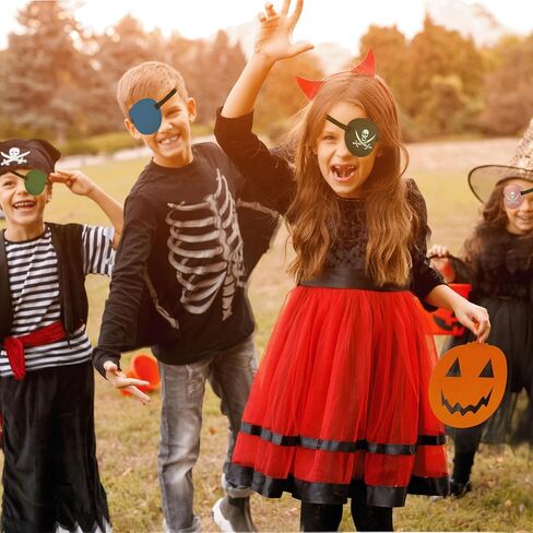 Pirate Eye Patch - 2 Pcs Skull & Crossbones Adjustable Black Eye Patches for Adults, Glow in The Dark Halloween Cosplay & Gifts in Kuwait