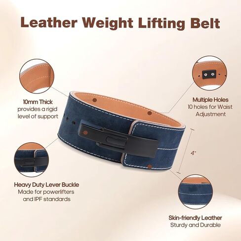 10MM Weight Power Lifting Leather Lever Pro Belt Gym Training Black-Weightlifting Belt for Men and Women – Support Back and Core During Heavy Powerlifting Deadlifts and Squats in Saudi Arabia