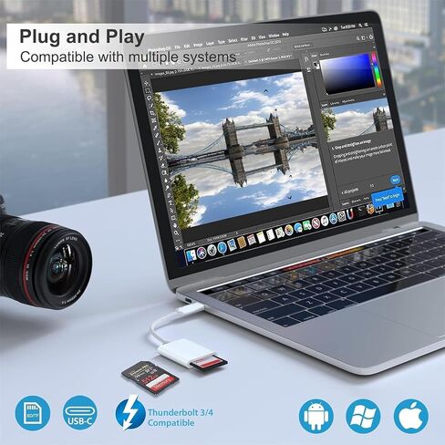 USB C SD Memory Card Reader, Type C Camera Adapter Trail Viewer for iPhone15/ iPad MacBook/Air/Pro iMac/Samsung Galaxy Android in Saudi Arabia