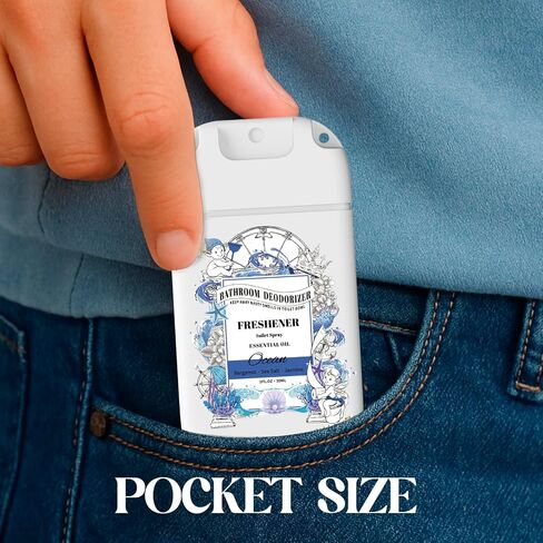 رذاذ المرحاض بحجم الجيب مع خطاف قابل للإزالة ، و 30 مل من أساسيات السفر متنوعة 3 عبوة ، ومزيل الرائحة الحمام للأنبوب - رائحة الفاوانيا في المحيط in Kuwait